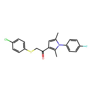 2-[(4-chlorophenyl)sulfanyl]-1-[1-(4-fluorophenyl)-2,5-dimethyl-1H-pyrrol-3-yl]ethan-1-one structure