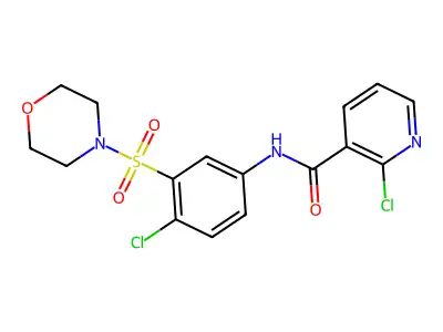 2-chloro-N-[4-chloro-3-(morpholine-4-sulfonyl)phenyl]pyridine-3-carboxamide structure