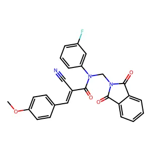 (E)-2-cyano-N-[(1,3-dioxoisoindol-2-yl)methyl]-N-(3-fluorophenyl)-3-(4-methoxyphenyl)prop-2-enamide structure