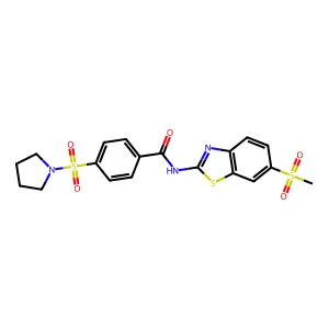 N-(6-(methylsulfonyl)benzo[d]thiazol-2-yl)-4-(pyrrolidin-1-ylsulfonyl)benzamide structure