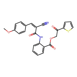 (2-oxo-2-thiophen-2-yl-ethyl) 2-[[2-cyano-3-(4-methoxyphenyl)prop-2-enoyl]amino]benzoate structure