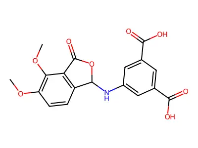 5-((4,5-Dimethoxy-3-oxo-1,3-dihydroisobenzofuran-1-yl)amino)isophthalic acid structure