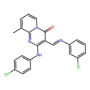 2-[(4-chlorophenyl)amino]-3-{[(3-chlorophenyl)imino]methyl}-9-methyl-4H-pyrido[1,2-a]pyrimidin-4-one structure