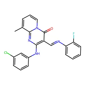 2-[(3-chlorophenyl)amino]-3-{[(2-fluorophenyl)imino]methyl}-9-methyl-4H-pyrido[1,2-a]pyrimidin-4-one structure