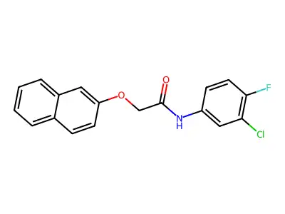N-(3-chloro-4-fluorophenyl)-2-(2-naphthyloxy)acetamide structure