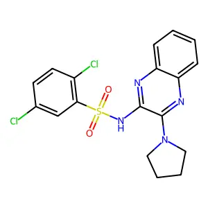 2,5-dichloro-N-[3-(pyrrolidin-1-yl)quinoxalin-2-yl]benzene-1-sulfonamide structure