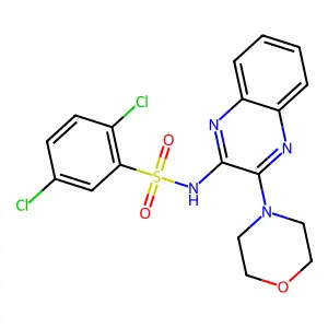 2,5-dichloro-N-[3-(morpholin-4-yl)quinoxalin-2-yl]benzene-1-sulfonamide structure