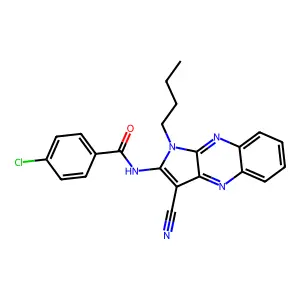 N-(1-butyl-3-cyano-1H-pyrrolo[2,3-b]quinoxalin-2-yl)-4-chlorobenzamide structure