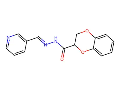 (Z)-N'-(pyridin-3-ylmethylene)-2,3-dihydrobenzo[b][1,4]dioxine-2-carbohydrazide structure