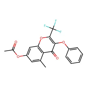 5-methyl-4-oxo-3-phenoxy-2-(trifluoromethyl)-4H-chromen-7-yl acetate structure