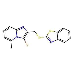 1,3-Benzothiazol-2-yl (3-bromo-5-methylimidazo[1,2-a]pyridin-2-yl)methyl sulfide structure