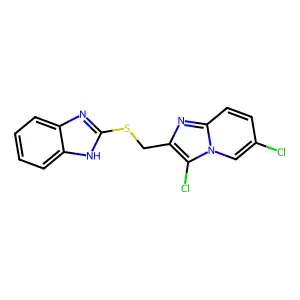 2-(((3,6-dichloroimidazo[1,2-a]pyridin-2-yl)methyl)thio)-1H-benzo[d]imidazole structure