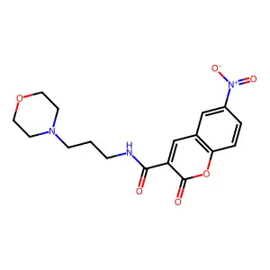 N-(3-morpholin-4-ylpropyl)-6-nitro-2-oxochromene-3-carboxamide structure