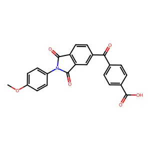 4-[2-(4-methoxyphenyl)-1,3-dioxoisoindole-5-carbonyl]benzoic acid structure