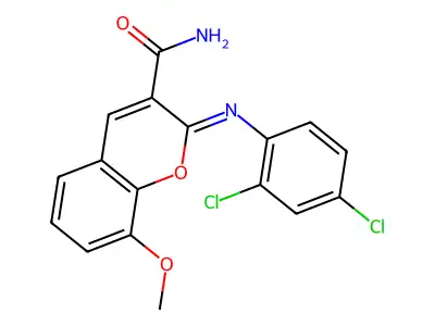 (2Z)-2-[(2,4-dichlorophenyl)imino]-8-methoxy-2H-chromene-3-carboxamide structure