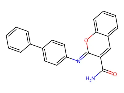 2-(4-Phenylphenyl)iminochromene-3-carboxamide structure