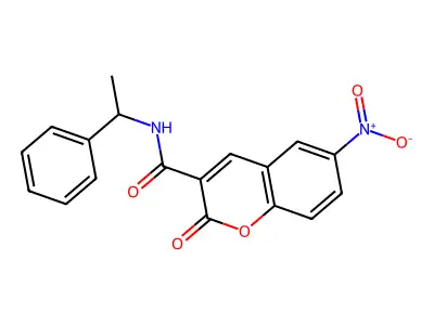 6-nitro-2-oxo-N-(1-phenylethyl)chromene-3-carboxamide structure