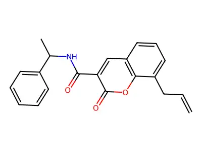 2-oxo-N-(1-phenylethyl)-8-(prop-2-en-1-yl)-2H-chromene-3-carboxamide structure