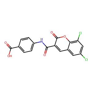 4-(6,8-dichloro-2-oxo-2H-chromene-3-carboxamido)benzoic acid structure