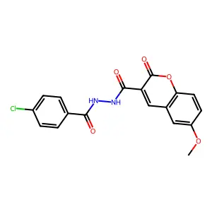 N'-[(4-chlorophenyl)carbonyl]-6-methoxy-2-oxo-2H-chromene-3-carbohydrazide structure
