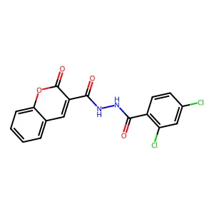 N'-[(2,4-dichlorophenyl)carbonyl]-2-oxo-2H-chromene-3-carbohydrazide structure