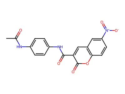 N-(4-acetamidophenyl)-6-nitro-2-oxochromene-3-carboxamide structure