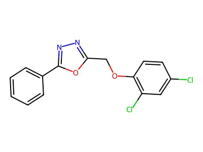 2-[(2,4-Dichlorophenoxy)methyl]-5-phenyl-1,3,4-oxadiazole structure