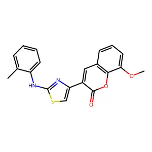 8-methoxy-3-(2-(o-tolylamino)thiazol-4-yl)-2H-chromen-2-one structure