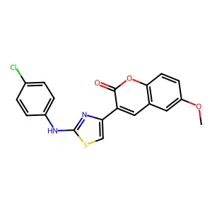 3-(2-((4-chlorophenyl)amino)thiazol-4-yl)-6-methoxy-2H-chromen-2-one structure