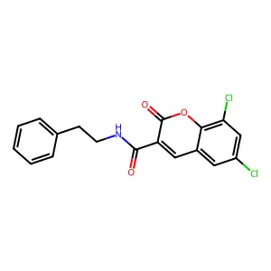 6,8-dichloro-2-oxo-N-phenethyl-2H-chromene-3-carboxamide structure