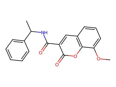 8-methoxy-2-oxo-N-(1-phenylethyl)-2H-chromene-3-carboxamide structure