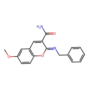 2-(benzylimino)-6-methoxy-2H-chromene-3-carboxamide structure