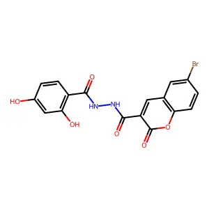 6-bromo-N'-(2,4-dihydroxybenzoyl)-2-oxo-2H-chromene-3-carbohydrazide structure