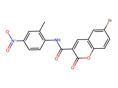 6-bromo-N-(2-methyl-4-nitrophenyl)-2-oxochromene-3-carboxamide structure