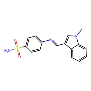 4-{[(E)-(1-methyl-1H-indol-3-yl)methylidene]amino}benzenesulfonamide structure