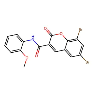 6,8-dibromo-N-(2-methoxyphenyl)-2-oxo-2H-chromene-3-carboxamide structure