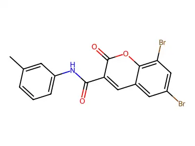 6,8-dibromo-N-(3-methylphenyl)-2-oxo-2H-chromene-3-carboxamide structure