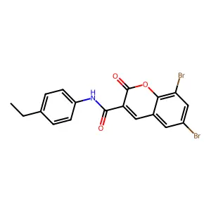 6,8-dibromo-N-(4-ethylphenyl)-2-oxo-2H-chromene-3-carboxamide structure
