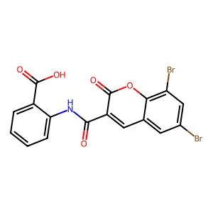 2-(6,8-dibromo-2-oxo-2H-chromene-3-carboxamido)benzoic acid structure
