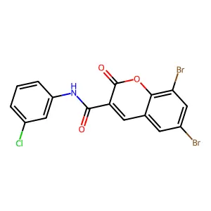 6,8-dibromo-N-(3-chlorophenyl)-2-oxo-2H-chromene-3-carboxamide structure