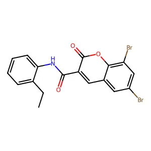 6,8-dibromo-N-(2-ethylphenyl)-2-oxo-2H-chromene-3-carboxamide structure