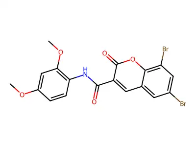 6,8-dibromo-N-(2,4-dimethoxyphenyl)-2-oxo-2H-chromene-3-carboxamide structure