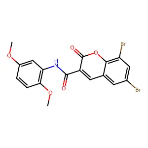 6,8-dibromo-N-(2,5-dimethoxyphenyl)-2-oxo-2H-chromene-3-carboxamide structure