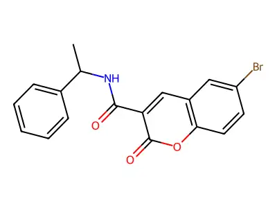 6-bromo-2-oxo-N-(1-phenylethyl)-2H-chromene-3-carboxamide structure