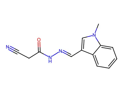 2-cyano-N-[(E)-(1-methylindol-3-yl)methylideneamino]acetamide structure