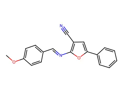 2-[(4-Methoxyphenyl)methylideneamino]-5-phenyl-3-furancarbonitrile structure