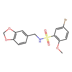 N-(1,3-benzodioxol-5-ylmethyl)-5-bromo-2-methoxybenzenesulfonamide structure