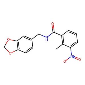 N-(1,3-benzodioxol-5-ylmethyl)-2-methyl-3-nitrobenzamide structure
