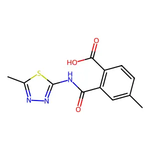 4-Methyl-2-[(5-methyl-1,3,4-thiadiazol-2-yl)carbamoyl]benzoic acid structure