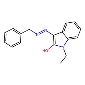 3-(2-benzylhydrazin-1-ylidene)-1-ethyl-2,3-dihydro-1H-indol-2-one structure